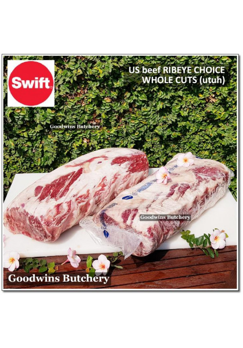 Beef Ribeye lip-on USDA CHOICE frozen whole cut +/- 8kg price/kg brand SWIFT - PREORDER 2-3 days notice (Scotch-Fillet / Cube-Roll)